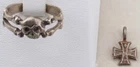 Set Sterling Silver Army war art Military Ring Skull Bones Pendant WWI 800 ww1
