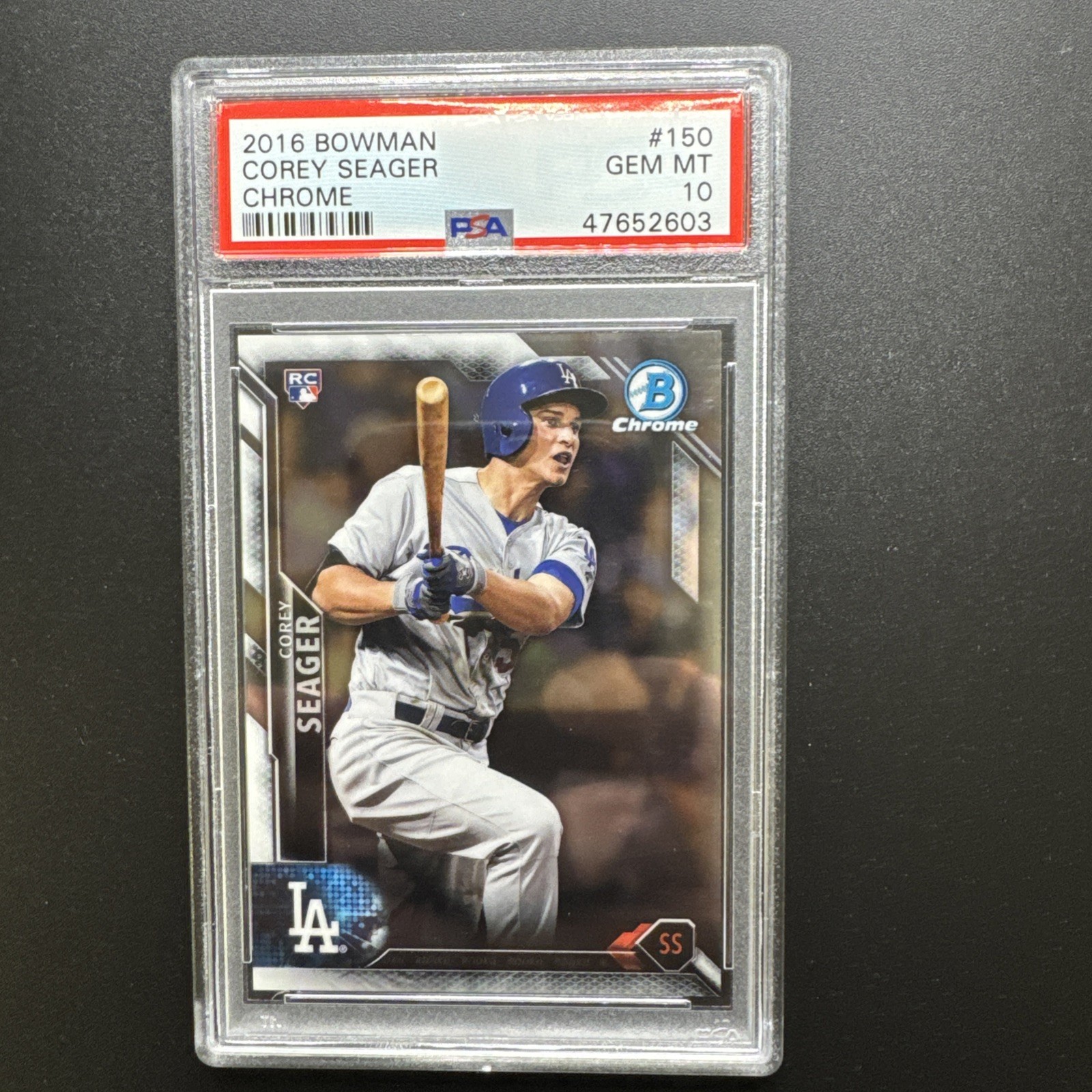 2016 BOWMAN CHROME COREY SEAGER #150 1ST ROOKIE RC TEXAS RANGERS PSA 10