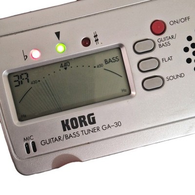 Korg GA-30 Compact Guitar and Bass Tuner Silver Preowned Working Condition
