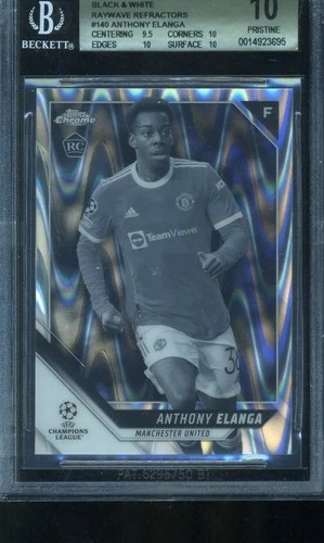 ANTHONY ELANGA Topps Chrome UCL Refractor RC Black and White Beckett 9.5/10