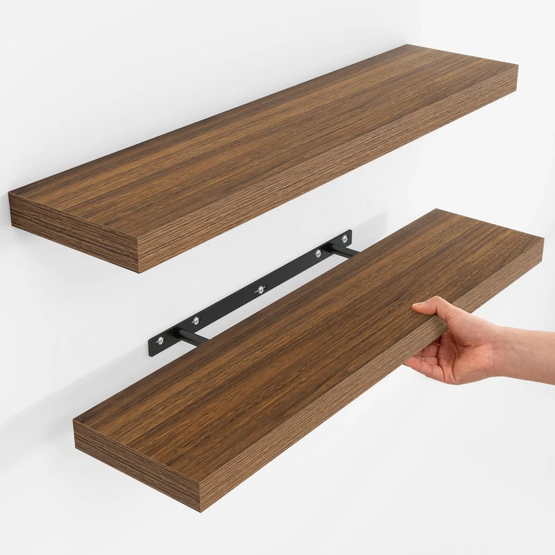Fun Memories Floating Shelves For Wall 32 Inch Set Of 2 Rustic Wood Wall