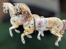 Vintage Mangels Carousel Horse Pony Cart Ride Original Patina RARE MATCHING PAIR