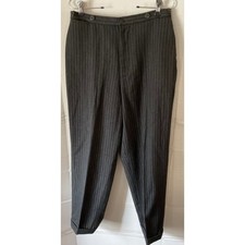 Ralph Lauren Country Womens 10 Wool Pinstripe Trousers black High Rise vintage