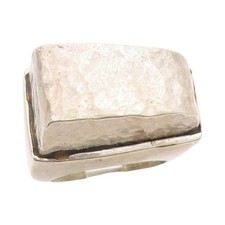 925 Sterling Silver Vintage Ring Geometric Hammered Band Heavy Sz 8 RG33559