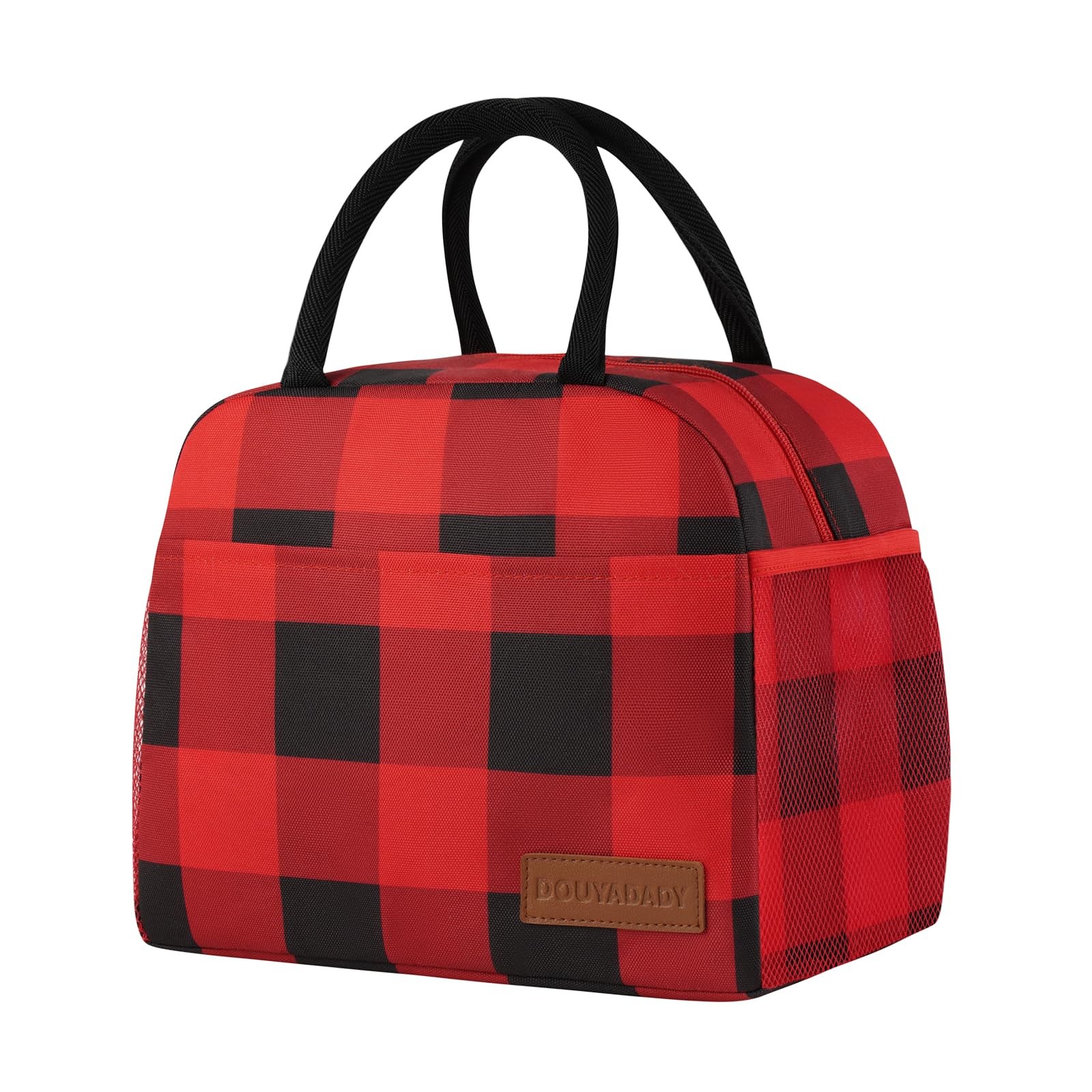 Lunch Bag Women/Men Lunch Box Women/Men Red+Black Blocks