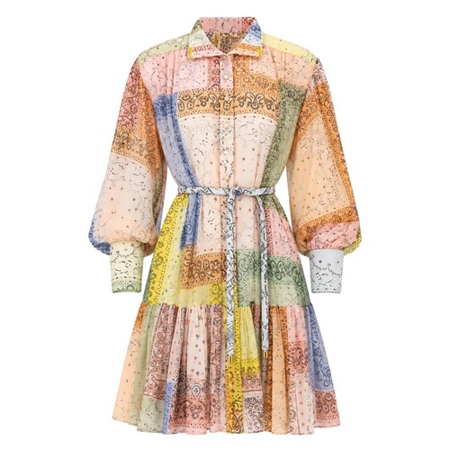 Zimmermann Matchmaker Lantern Cotton & Silk Mini Shirt Dress