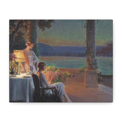 Delphin Enjolras (1857-1945) Elegantes sur la Terrasse - Canvas Wall Art
