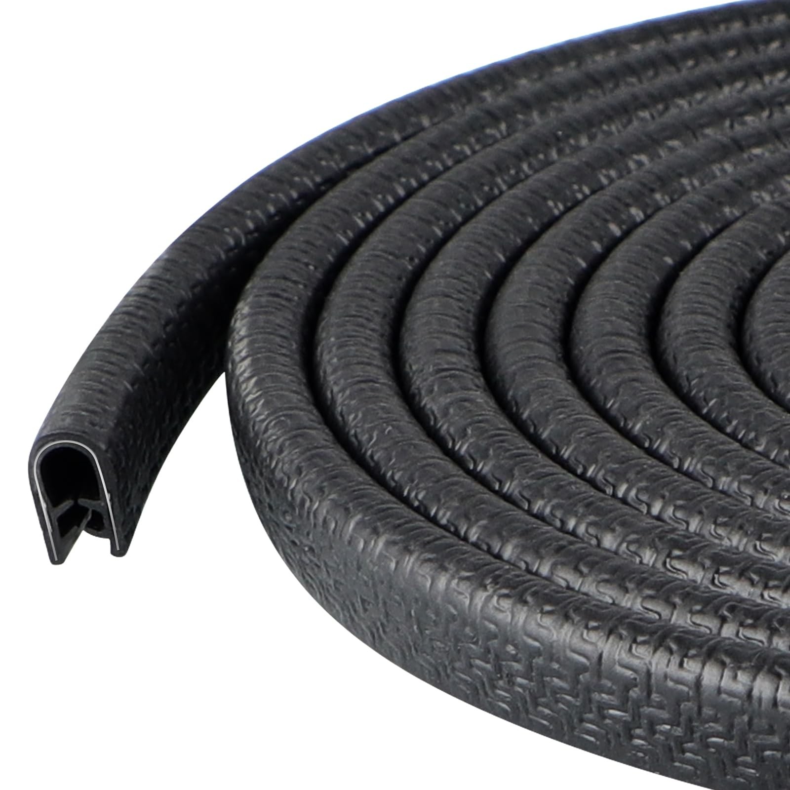 Black Rubber Edge Trim Guard 10ft U Shape Seal Strip Metal Clips Fits 1/8