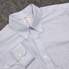 Brooks Brothers 1818 Regent Fit Shirt Men's 16 32/33 Blue Check Non-Iron Cotton