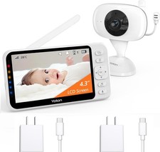 Baby Monitor no WiFi, 4.3" Baby Monitor Camera with 4X Zoom, 1.8m USB-C Charg...