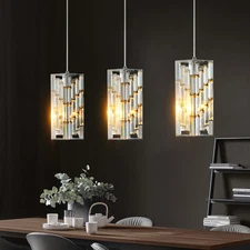 3 Pack Chrome Crystal Chandelier Modern Kitchen Ceiling Pendant Light Fixtures