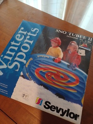 Vintage Sevylor Inflatable Snow Tube Sled Float Handles Rope 2 child 54'' X 28''