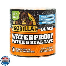 Gorilla Waterproof Patch and Seal Tape, Black Tape, 4" x 10' Pack of 1 - Pe