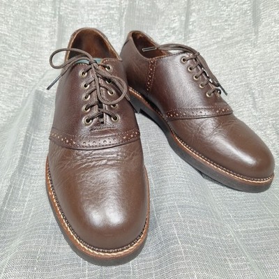 HS Trask Buffalo American Bison Leather Saddle Oxfords Brown USA SZ 9.5 M 9 1/2