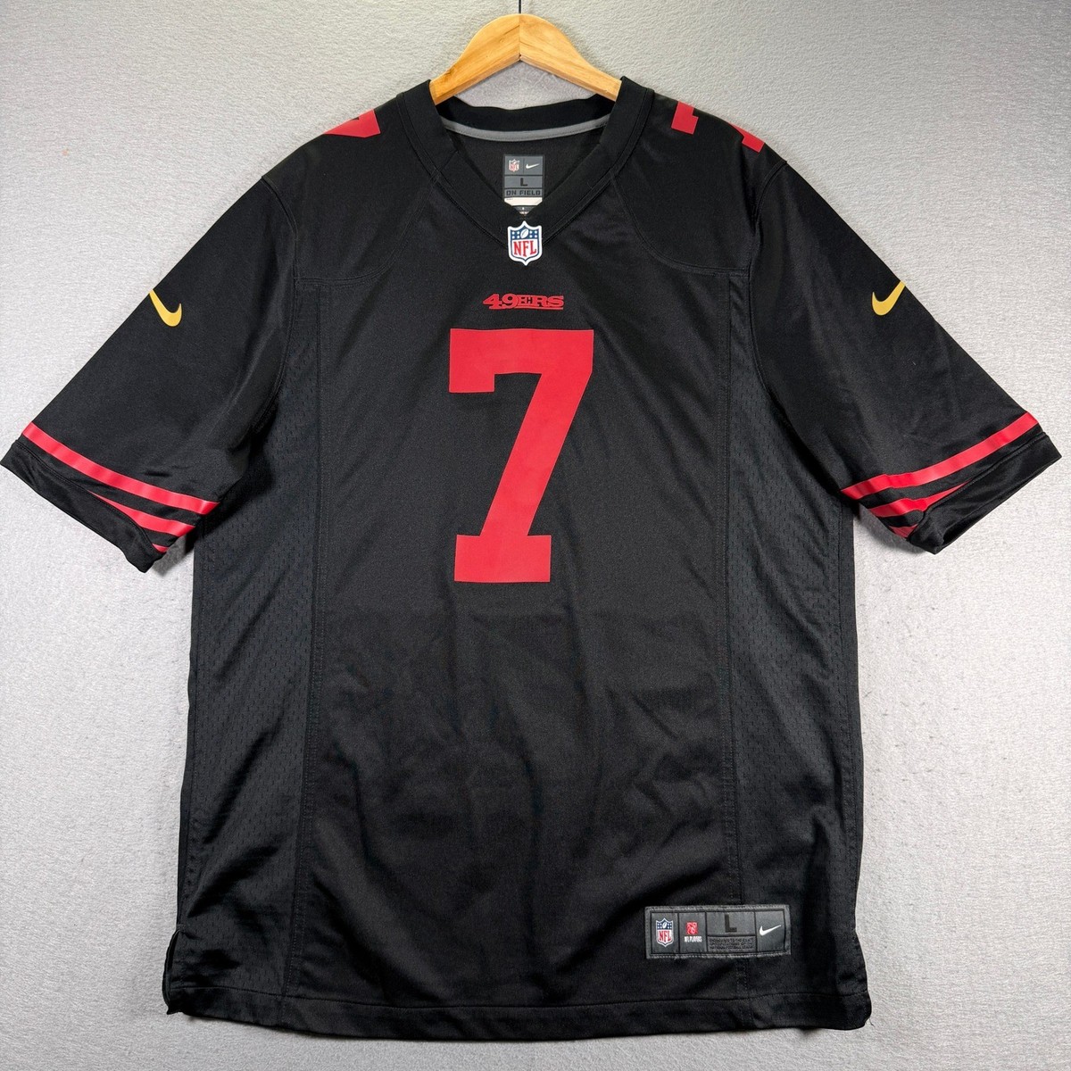 San Francisco 49ers Kaepernick #7 Jersey Black Red Mens Large Nike