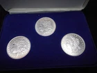 1921 Morgan Dollar PDS Set, 90% Silver, All With AU Circulated Features, (3) 1$