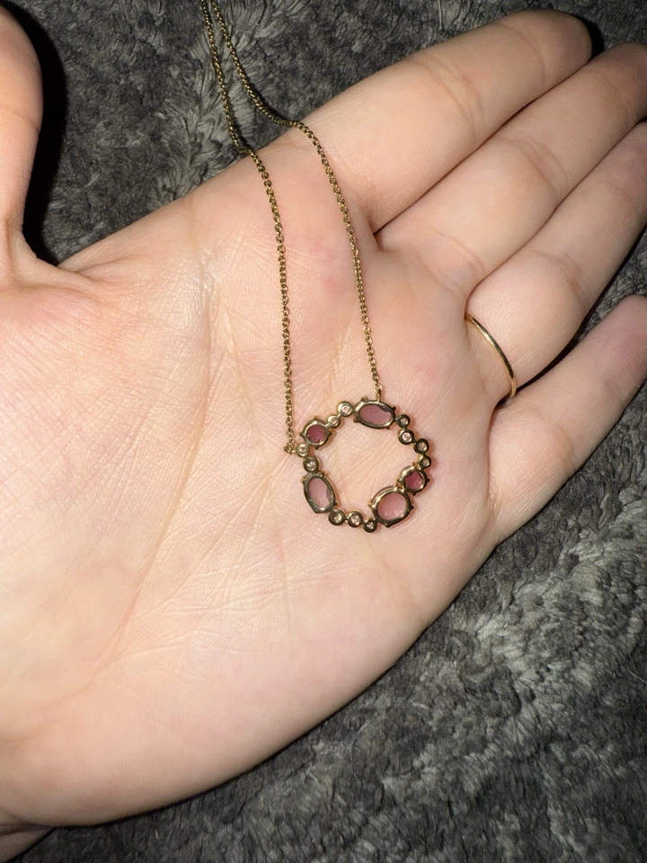 Anthropologie X Tai Rittichai Joyería Piedra Púrpura Halo Círculo Collar Dorado Foto 2 de 4