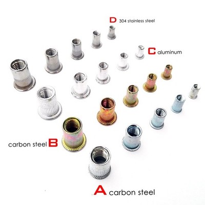 20/100pcs M3 to M12 Flat Head Threaded Binding Rivet Nut Insert Rivnut Nutsert