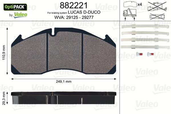 Valeo Bremsbelagsatz Scheibenbremse Optipack 882221 FüR FMX FM FL FH Volvo FH16-image