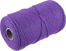 Cotton Rope Twisted Braided Single Strand Cord, DeepPurple 200m (219yrd) 4mm dia