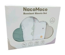 NacoMoco 4 Pack Bassinet Sheets 33"x20" Bedside Bassinet Sheets for Baby