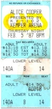 Alice Cooper Concert Ticket Stub February 5 1987 Kemper Arena Kansas City MO