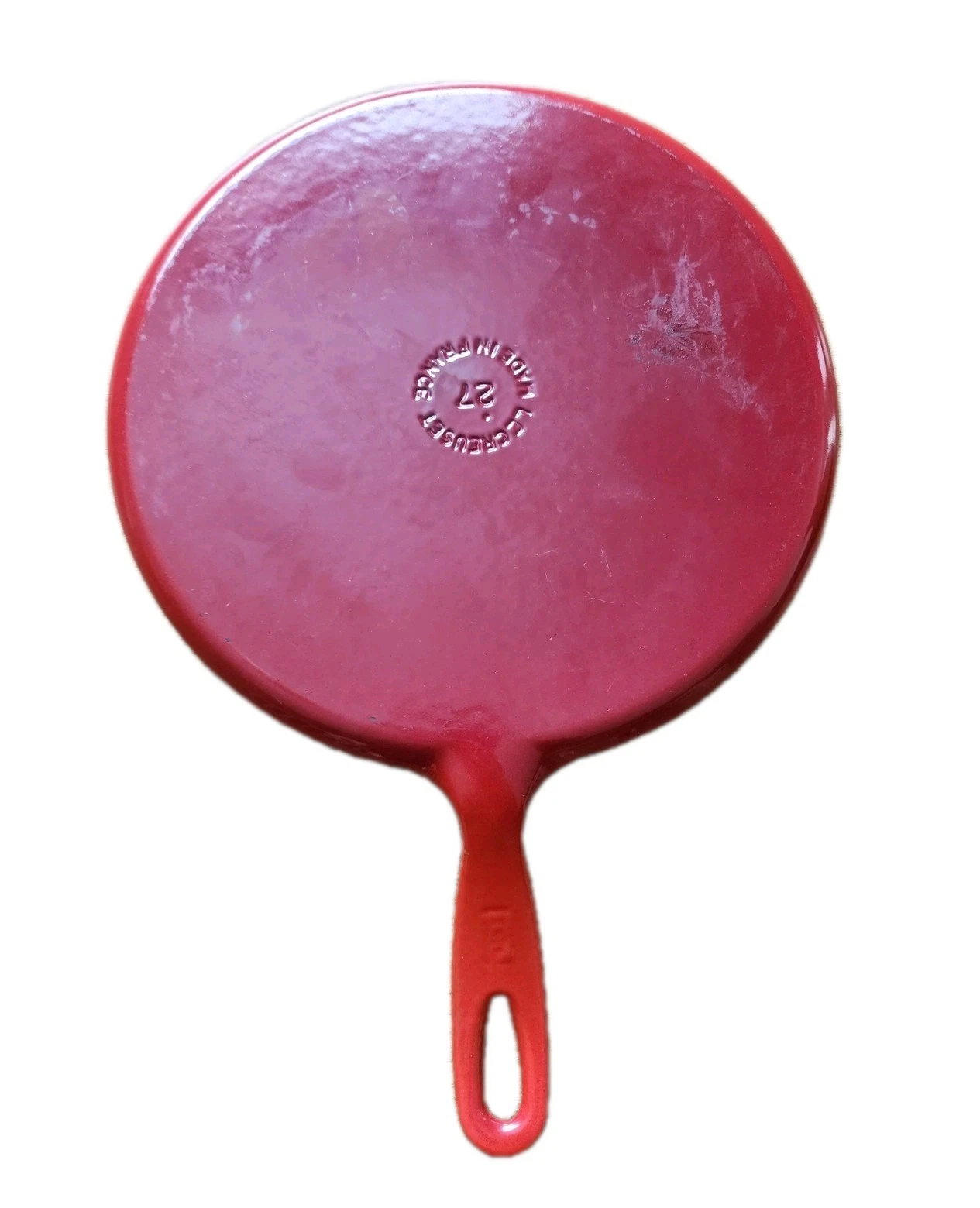 Le Creuset 27 Enameled Cast Iron Round Griddle Pan Red Cerise 10.75 Inch France