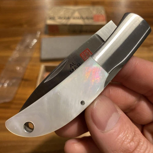 Cuchillo Al Mar Hawk Classic 1002P hoja de perla blanca artículos de stock sin usar de Japón Foto 3 de 4