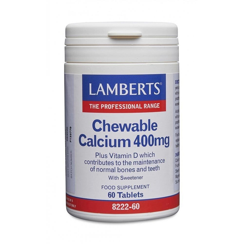 Lamberts Chewable Calcium 400mg 60 Tablets With Vitamin D and FOS