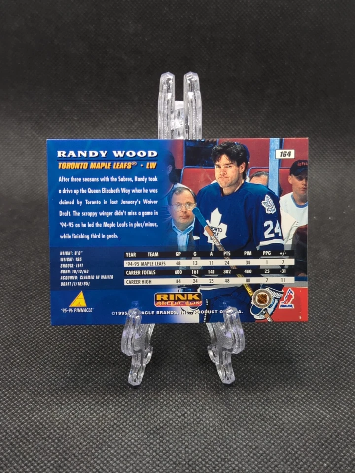1995-96 Pinnacle RINK COLLECTION #164 Randy Wood TORONTO MAPLE LEAFS - Image 2 of 2