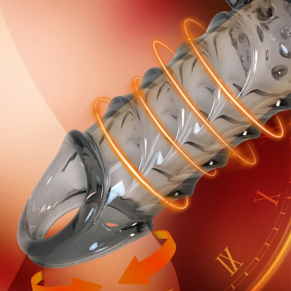 Penis Sheath Men Penis Sleeve Girth Reusable Condoms Extender Enlarger