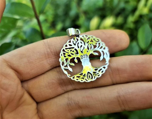 Tree of Life Pendant STERLING SILVER 925 Yggdrasil Norse Sacred Symbol Universe - Picture 4 of 8