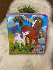Vtg Lisa Frank Multicolor Rainbow Chaser Horse Zip School Art Binder Mirror