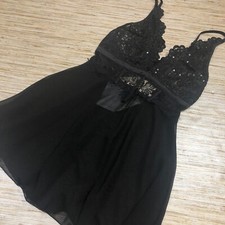 3311 Ann Summers lace babydoll sequin nightie BLACK sz XS nwt