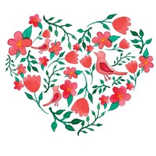 Valentine Napkins FLORAL HEART 20 Valentines Cocktail Napkins Floral Heart Bird