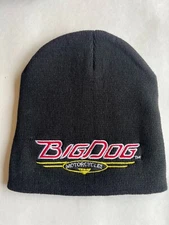 NEW BIG DOG MOTORCYCLES KNIT BEANIE EMBROIDERED VINTAGE LOGO HAT UNISEX BLACK