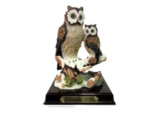 New Leonardo Collection Owl Figurine 2 Owls Sitting on Tree Snow