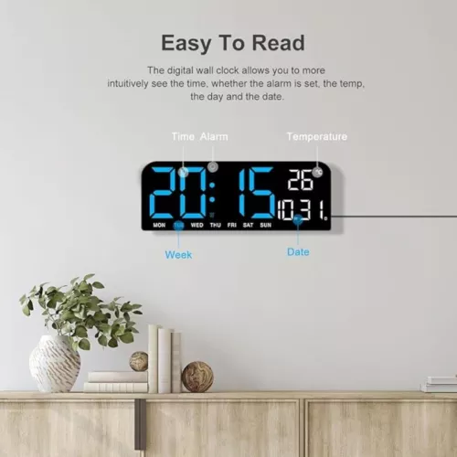 LED große digitale Wand Schreibtisch Uhr Fernbedienung Temperatur Datum Wochenanzeige - Bild 4 von 15