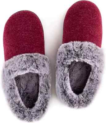 Womens House Shoes Memory Foam Slippers Faux Fur Indoor Outdoor Warm Bootie 