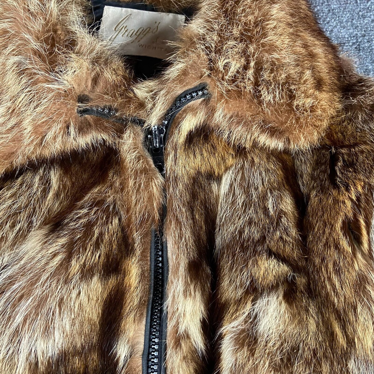 Vintage Fur Coat Zip Up Insulated Authentic Animal Fur Graggs Of