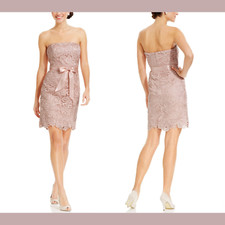NWT Adrianna Papell Sweetheart Strapless Lace Sheath Dress in Blush [SZ 4 ] D67