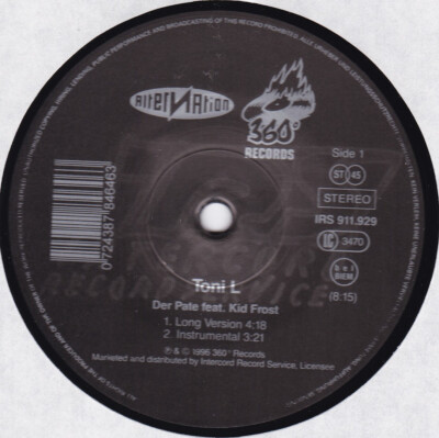 12'' MX TONI-L ''DER PATE'' 1996 STIEBER TWINS 360° RECORDS ADVANCED CHEMISTRY