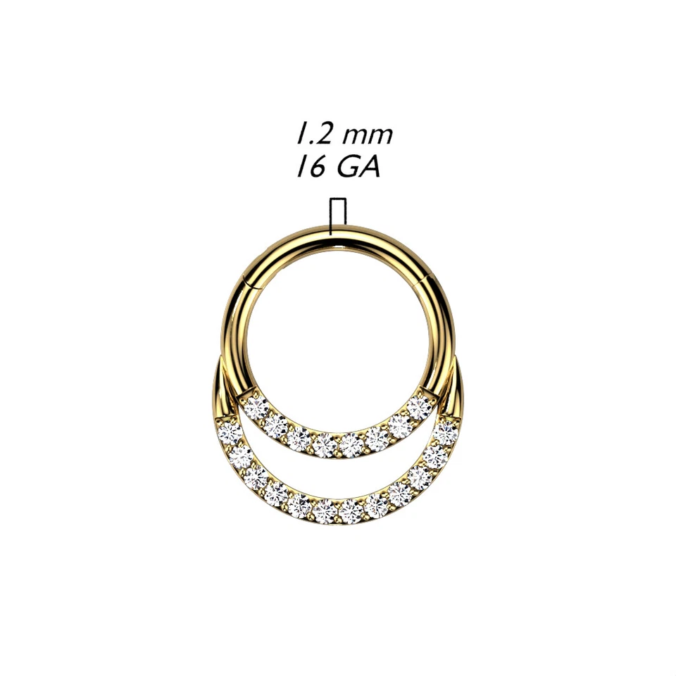 Piercing Creole Orecchio In Titanio E Zirconi - Doppio Rango - - Immagine 3 di 4