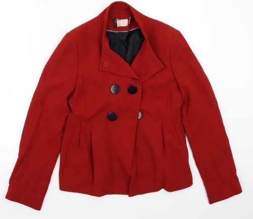 Preworn Womens Red Jacket Coat Size 8 