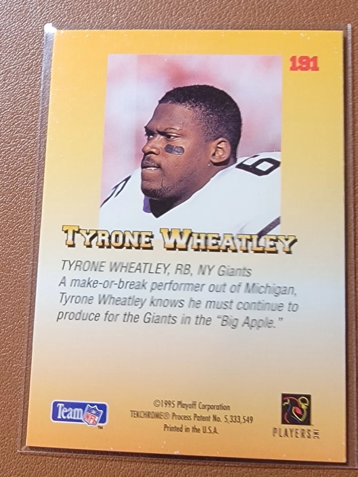 1995 Playoff Absolute - Tyrone Wheatley #191 (RC) - Image 2 of 2