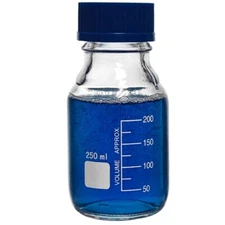 250ml Glass Media Bottle, Round, GL45 Screw Cap, Karter Sci 251L4 (Single)