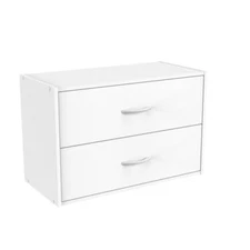 24" x 15" White Laminate 2 Drawer Shelf Stackable Organizer Toys Books Storage