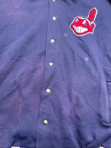 Vintage CLEVELAND INDIANS Snap DUGOUT Bomber JACKET Majestic Sz XL - Picture 2 of 14