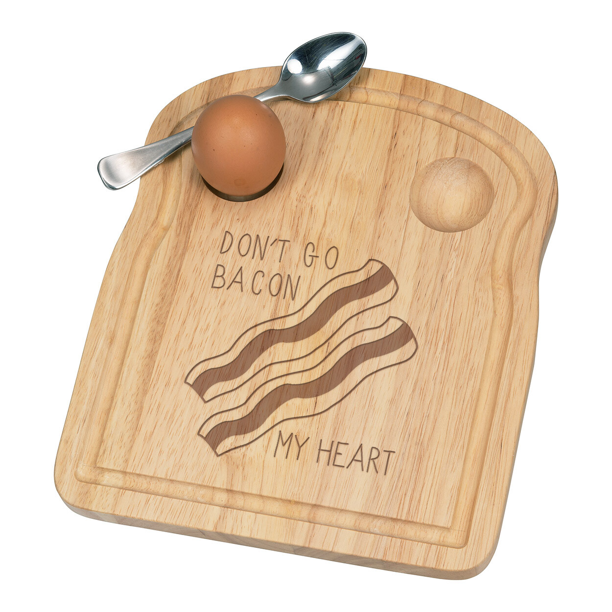 Don't Go Bacon My Heart Breakfast Dippy Egg Cup Board Valentines Day Funny