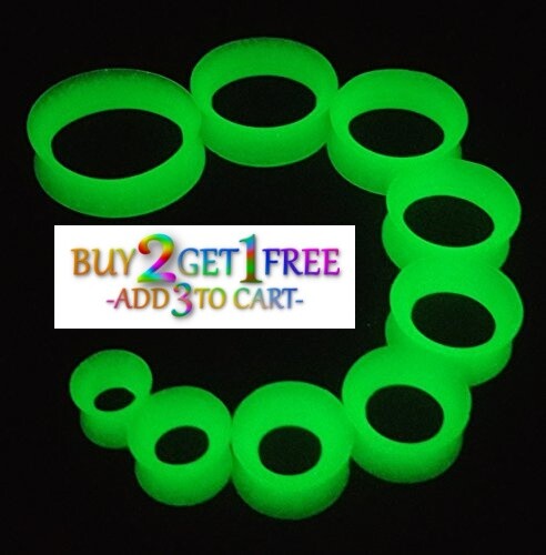 Pair 8g-1" SILICONE EARSKIN TUNNELS Double Flare Gauges Ultra Thin Ear 1018 - Picture 27 of 84